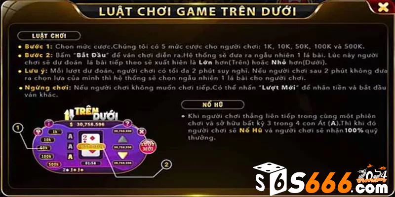 Luật chơi game trên dưới tại S666 chuẩn
